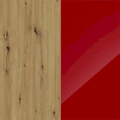 dąb artisan + czerwony połysk