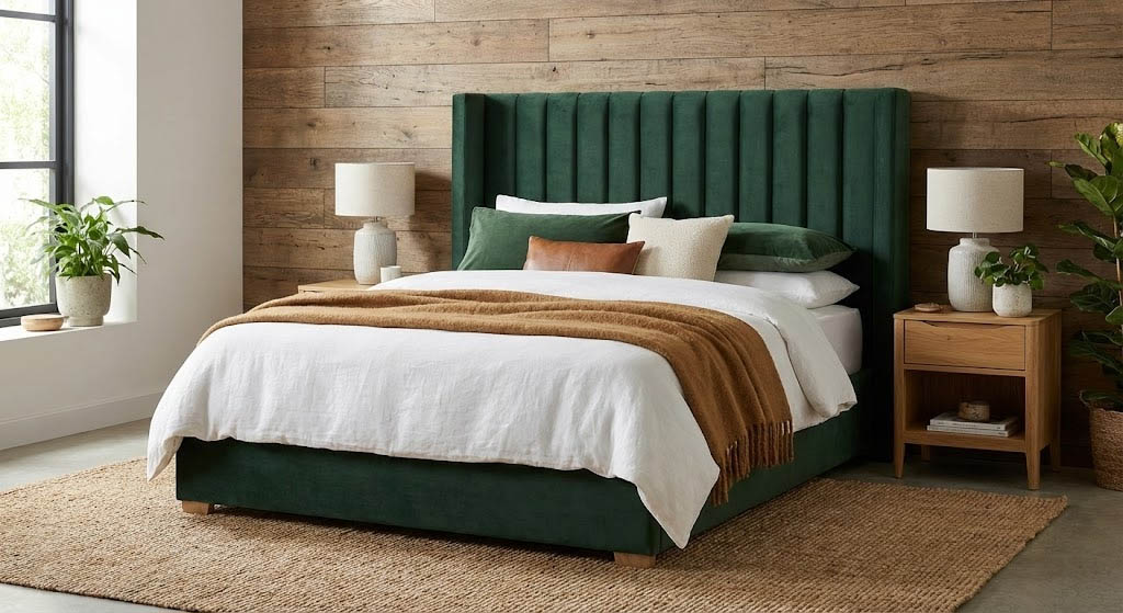 Łóżko tapicerowane pionowe pasy