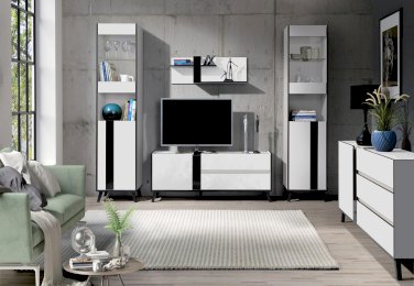 MEBLE DO SALONU FLIX BIAŁY + CZARNY
