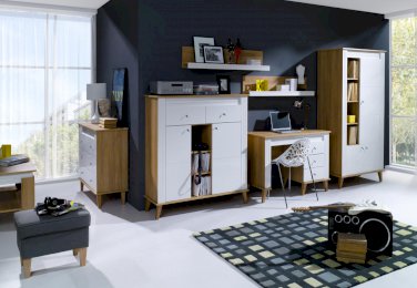 MEBLE DO SALONU SONIA DĄB GRAND + BIAŁY POŁYSK