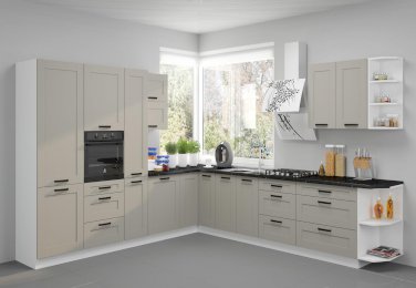 MEBLE KUCHENNE LUNA CLAY GREY + BIAŁY MAT