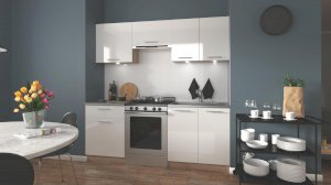 MARIJA 200 kuchnia zestaw korpus: dąb sonoma, fronty: biały połysk (7p=1kpl)