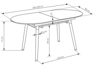CALIBER stół rozkładany biały / dąb san remo