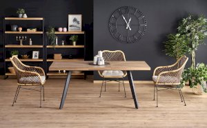 BERLIN stół rozkładany blat - orzechowy, stelaż - czarny