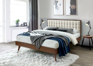 SOLOMO łóżko beżowy / orzech