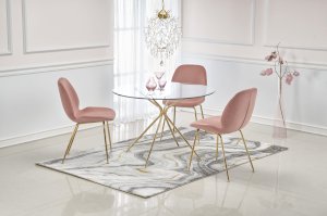 RONDO stół, blat - bezbarwny, nogi - złoty