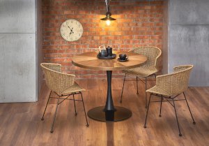 CARMELO stół okrągły, blat - orzech, noga - czarny