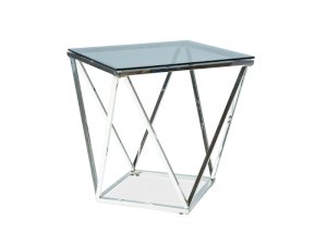 ława silver b szkło dymione/srebrny 50x50