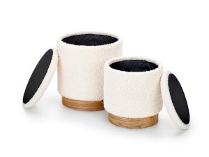 CANCUN zestaw 2 puf, kremowy / naturalny (1p=1kpl)