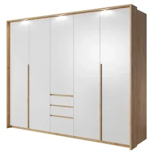Szafa Xelo 230 z Led dąb craft złoty + biały