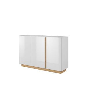 Komoda Arco 138 Biały + Dąb Grandson + Biały połysk