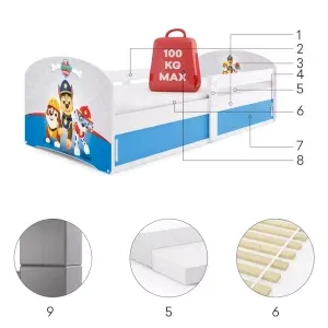Łóżko Parterowe Łuki z Materacem Psi Patrol Biały