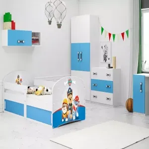 Łóżko Parterowe Łuki z Materacem Psi Patrol Biały