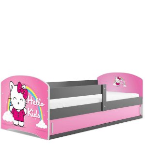 Łóżko Parterowe Łuki z Materacem Hello Kids Grafit