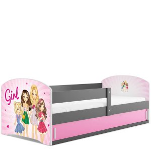 Łóżko Parterowe Łuki z Materacem Girls Grafit