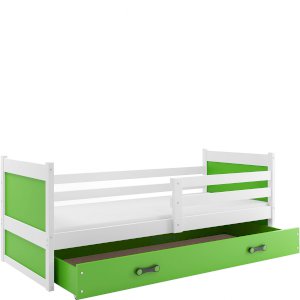 Łóżko Parterowe Rico z Materacem Biały + Zielony
