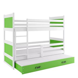 Łóżko Piętrowe Trzyosobowe Rico 80x160 Biały + Zielony