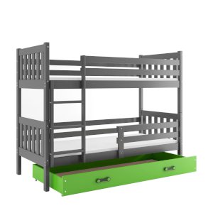 Łóżko Piętrowe Carino 80x160 Grafit + Zielony