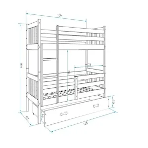 Łóżko Piętrowe Carino 80x160 Grafitowy