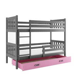Łóżko Piętrowe Carino 80x190 Grafit + Różowy