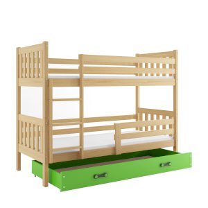 Łóżko Piętrowe Carino 80x190 Sosna + Zielony