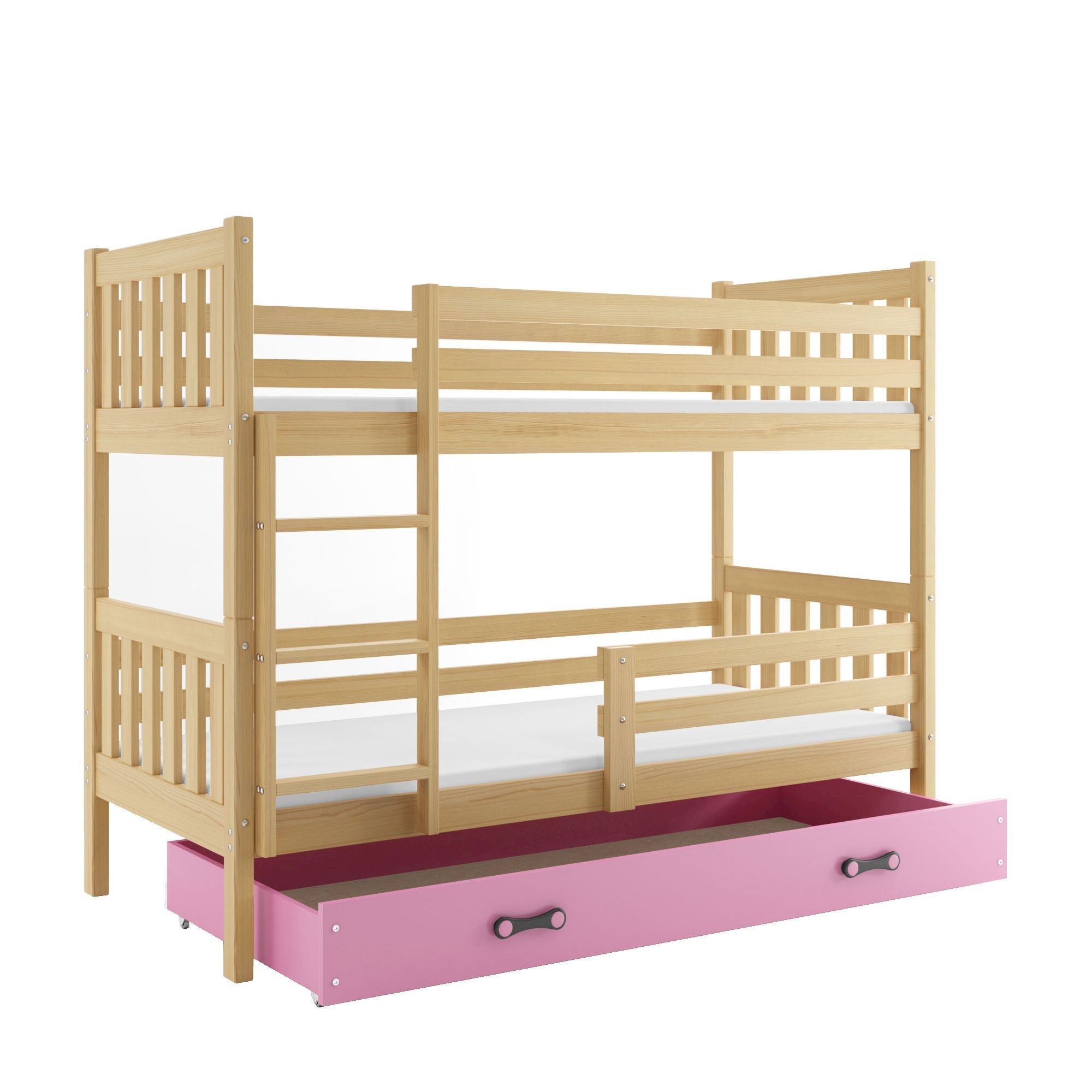 Łóżko Piętrowe Carino 80x190 Sosna + Zielony