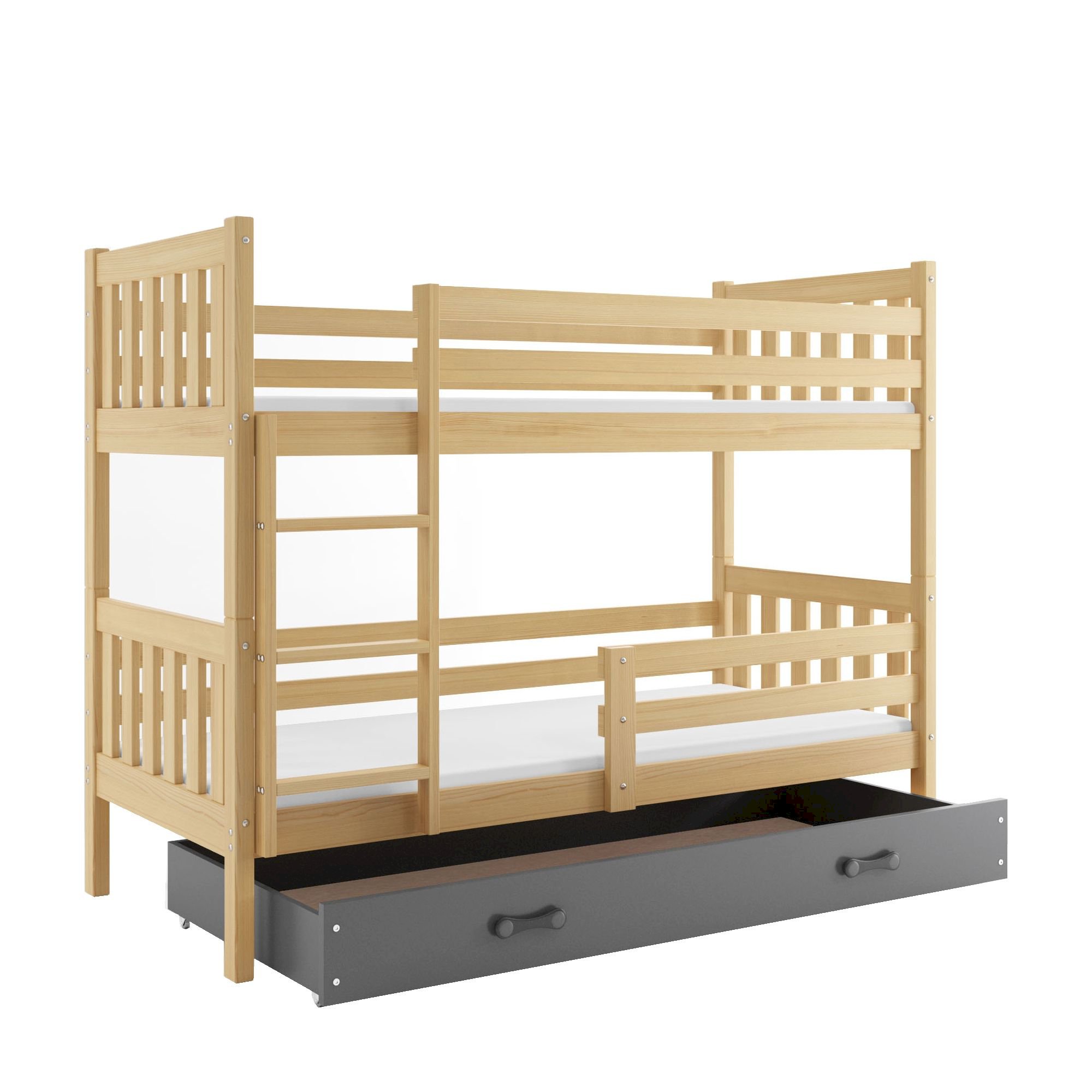 Łóżko Piętrowe Carino 80x190 Sosna + Różowy