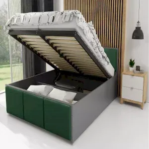 Łóżko Tapicerowane z pojemnikiem PANAMAX 140x200 Zielone
