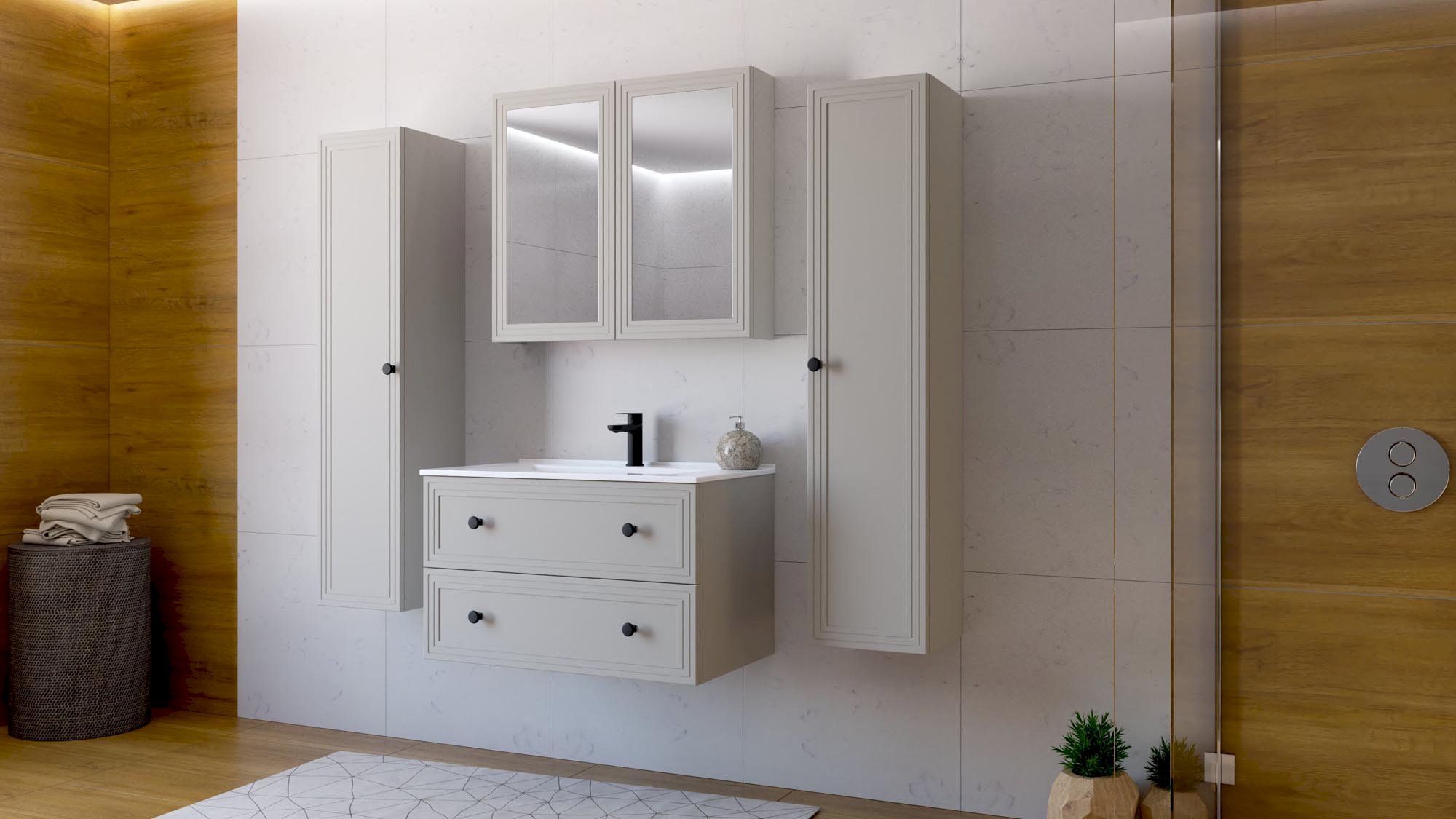 TORETO Szafka pod umywalkę 80/2S (MDF ramiak) cashmere