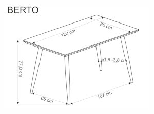 BERTO stół blat - naturalny, noga - czarny