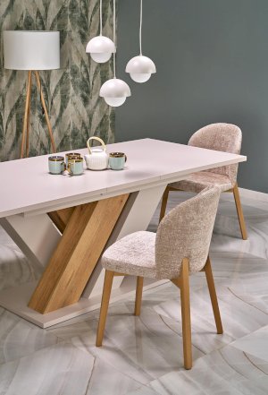 BRANDON stół rozkładany 160-200/90 cm kaszmir/dąb cremona