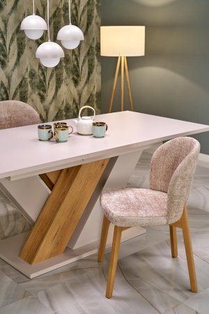 BRANDON stół rozkładany 160-200/90 cm kaszmir/dąb cremona