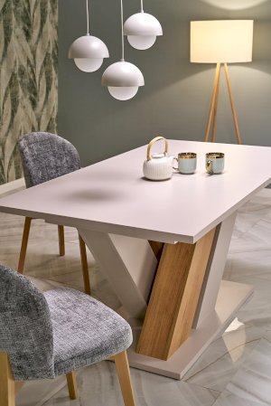 BRANDON stół rozkładany 160-200/90 cm kaszmir/dąb cremona