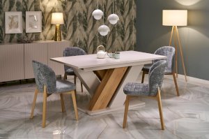 BRANDON stół rozkładany 160-200/90 cm kaszmir/dąb cremona