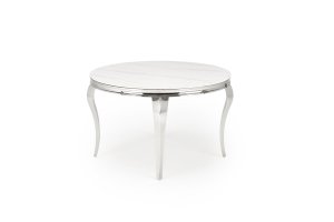 REGINALD stół okrągły blat - biały marmur, nogi - srebrny