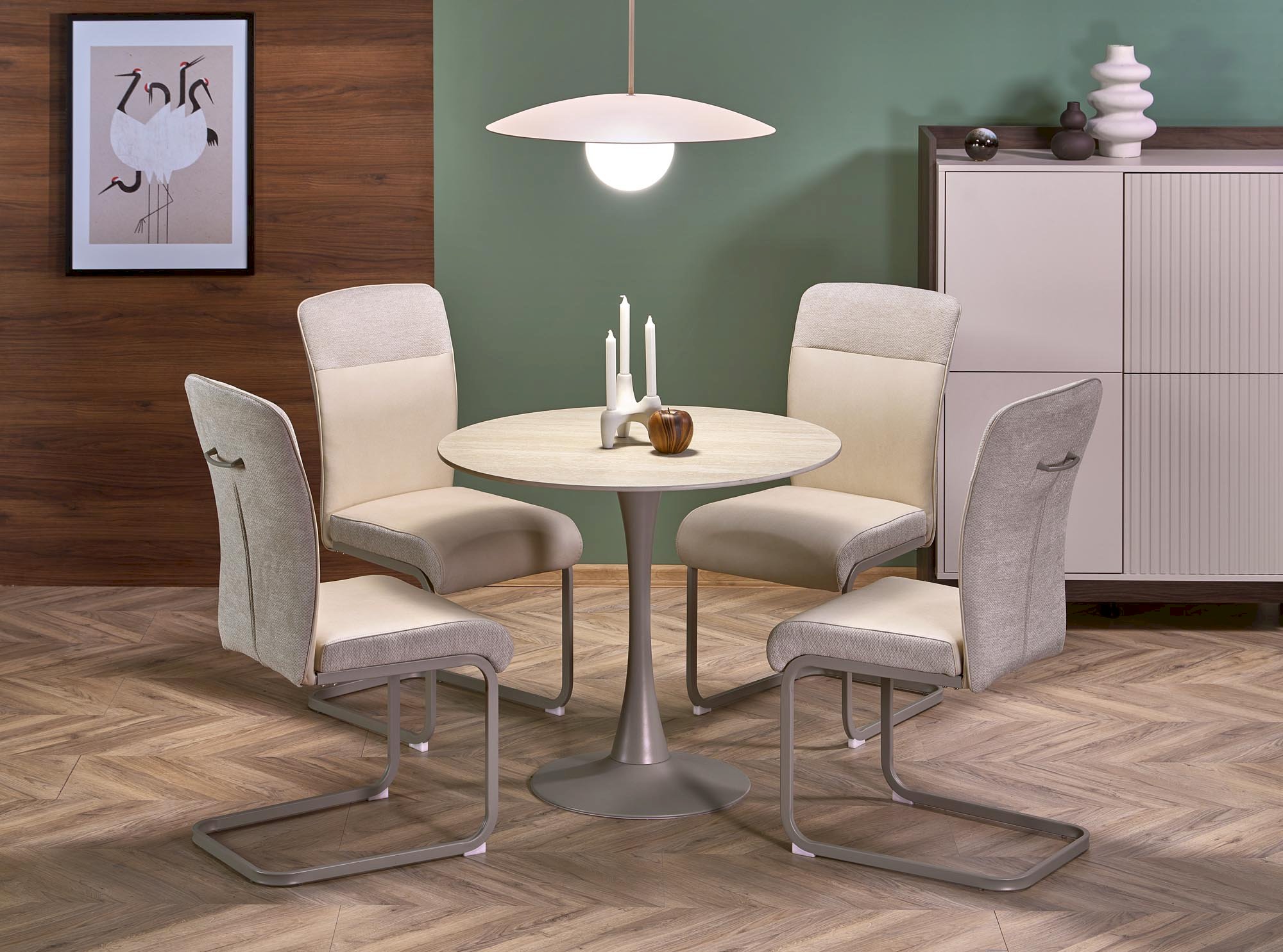 TOLIO stół okrągły, trawertyn/ kaszmir