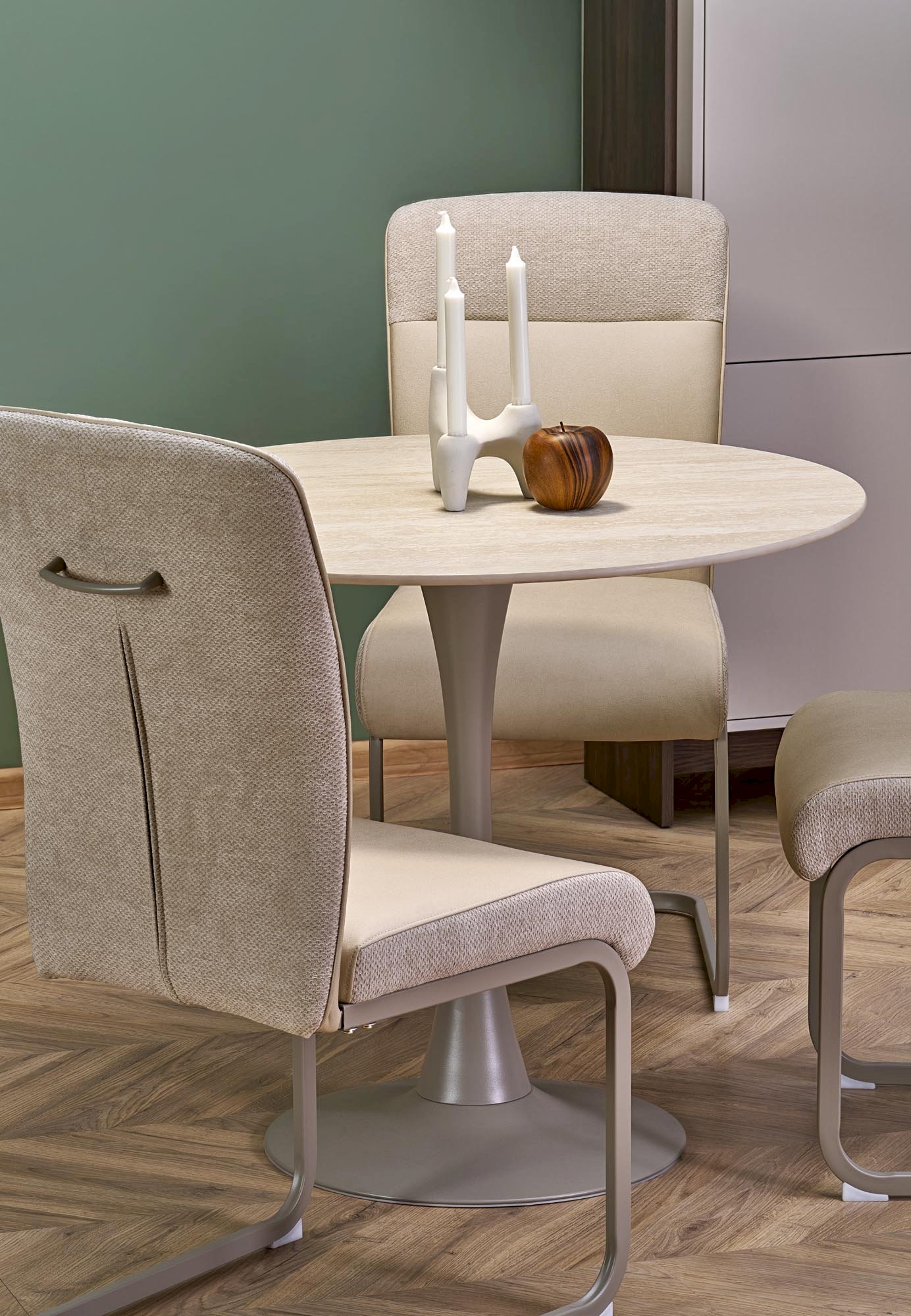 TOLIO stół okrągły, trawertyn/ kaszmir