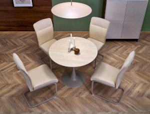 TOLIO stół okrągły, trawertyn/ kaszmir