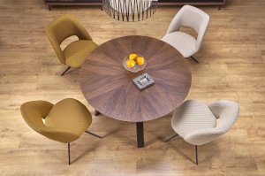 DANILO stół okrągły, blat - orzechowy, nogi - czarny