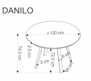 DANILO stół okrągły, blat - orzechowy, nogi - czarny