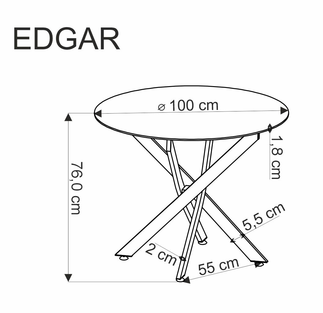 EDGAR stół, blat - orzechowy, nogi - czarny