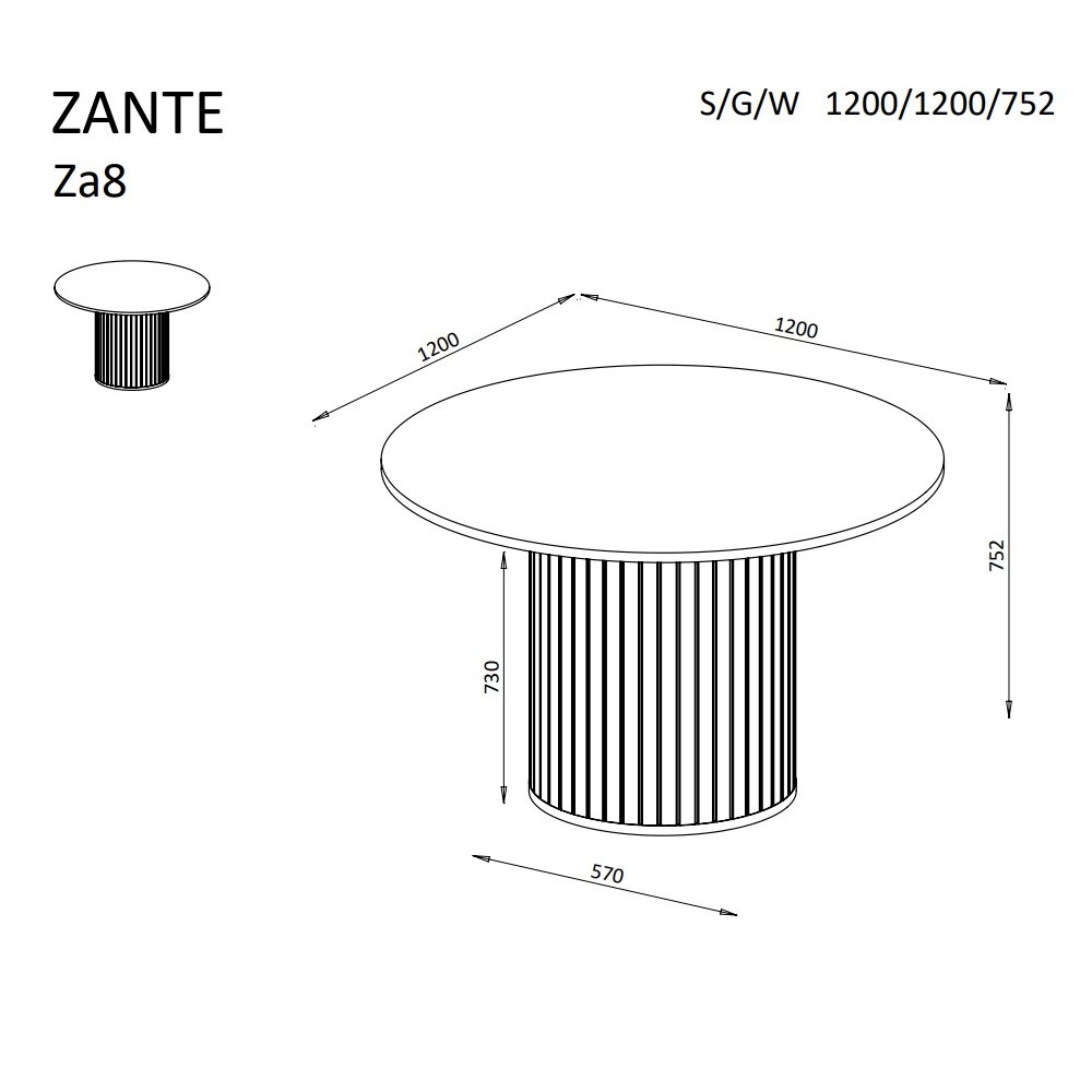 STÓŁ NIEROZKŁADANY ZANTE ZA8 (CASHMERE)