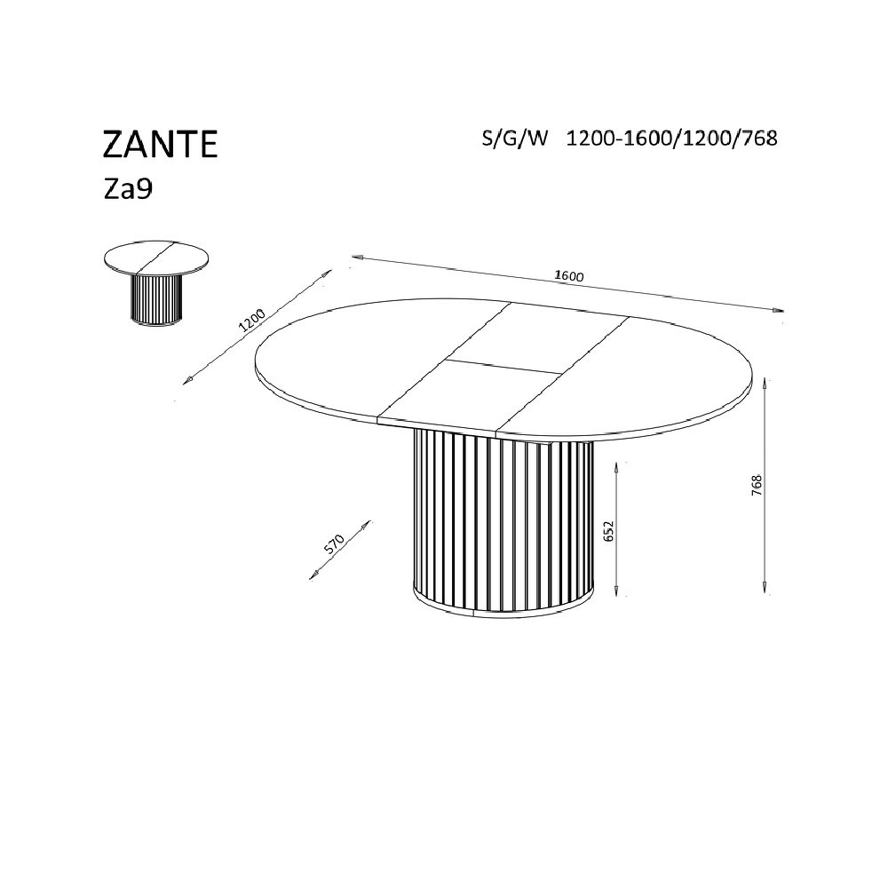 STÓŁ ROZKŁADANY ZANTE ZA9 (CASHMERE)
