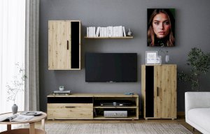 BENSON zestaw, kolor: dąb artisan - czarny