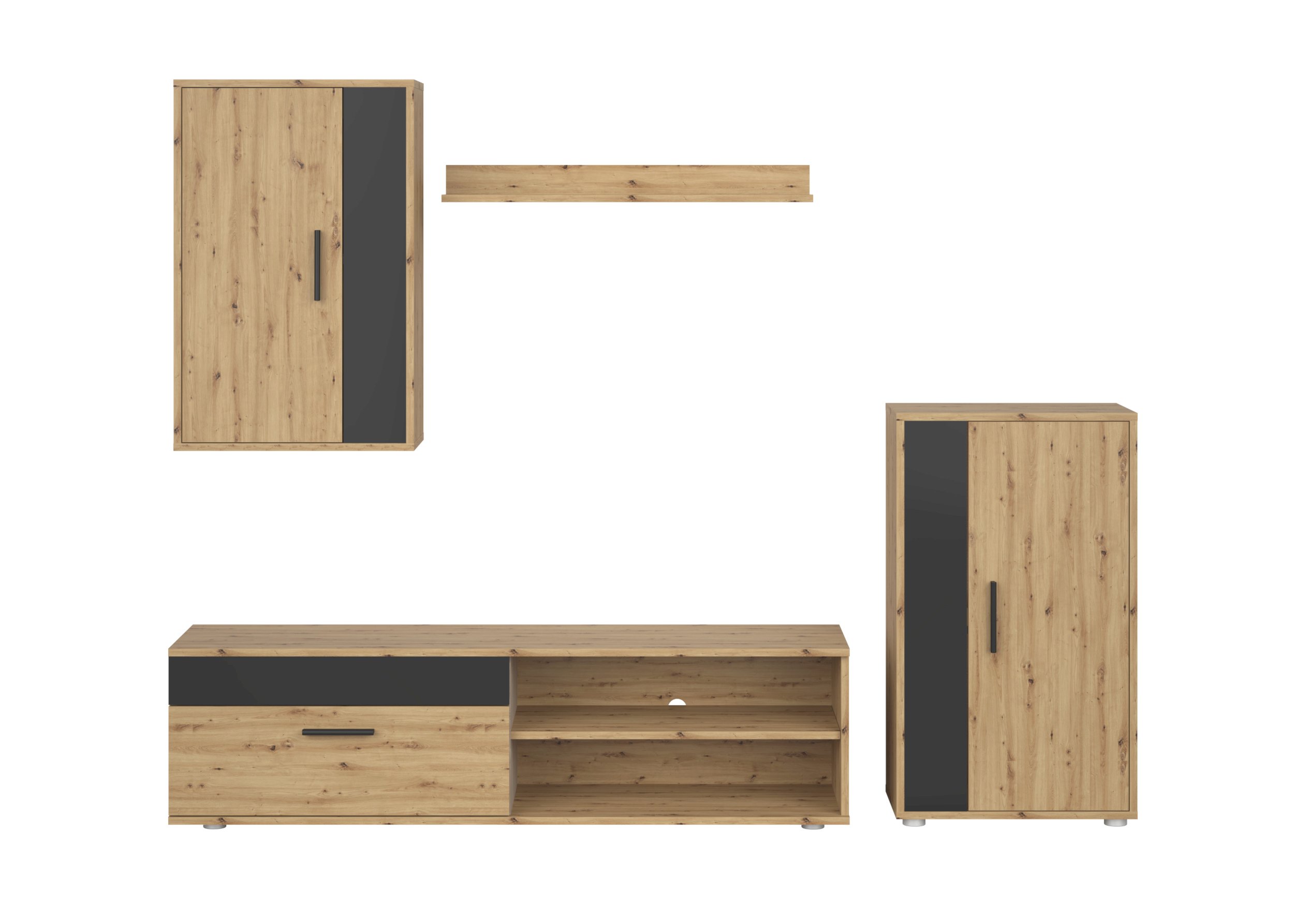 BENSON zestaw, kolor: dąb artisan - czarny