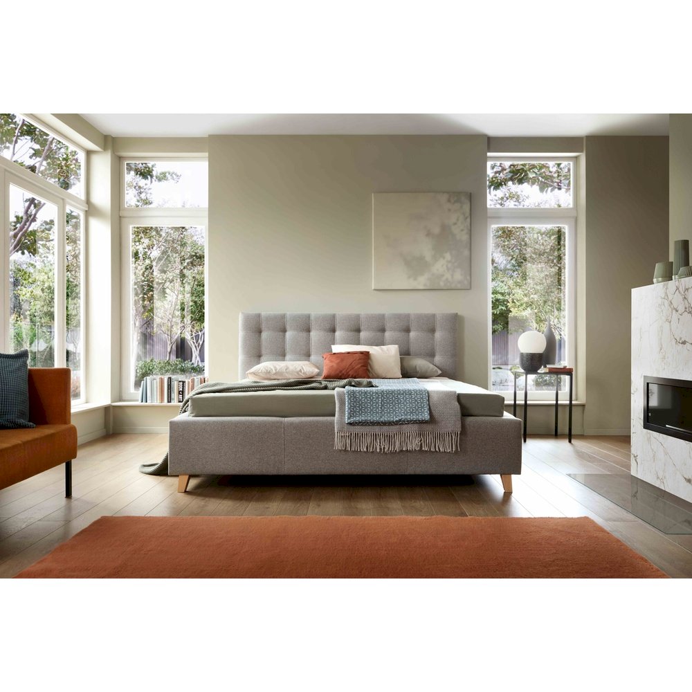 (160x200) PROMOCJA Łóżko tapicerowane Dolores + Stelaż + Materac + Pojemnik