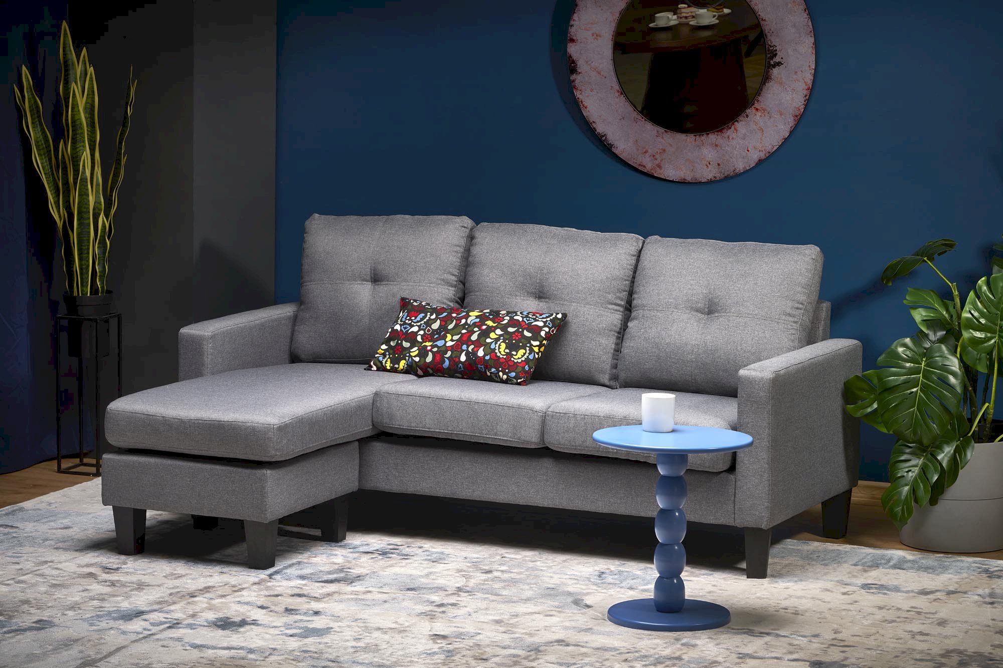 GERSON sofa z podnóżkiem popielaty