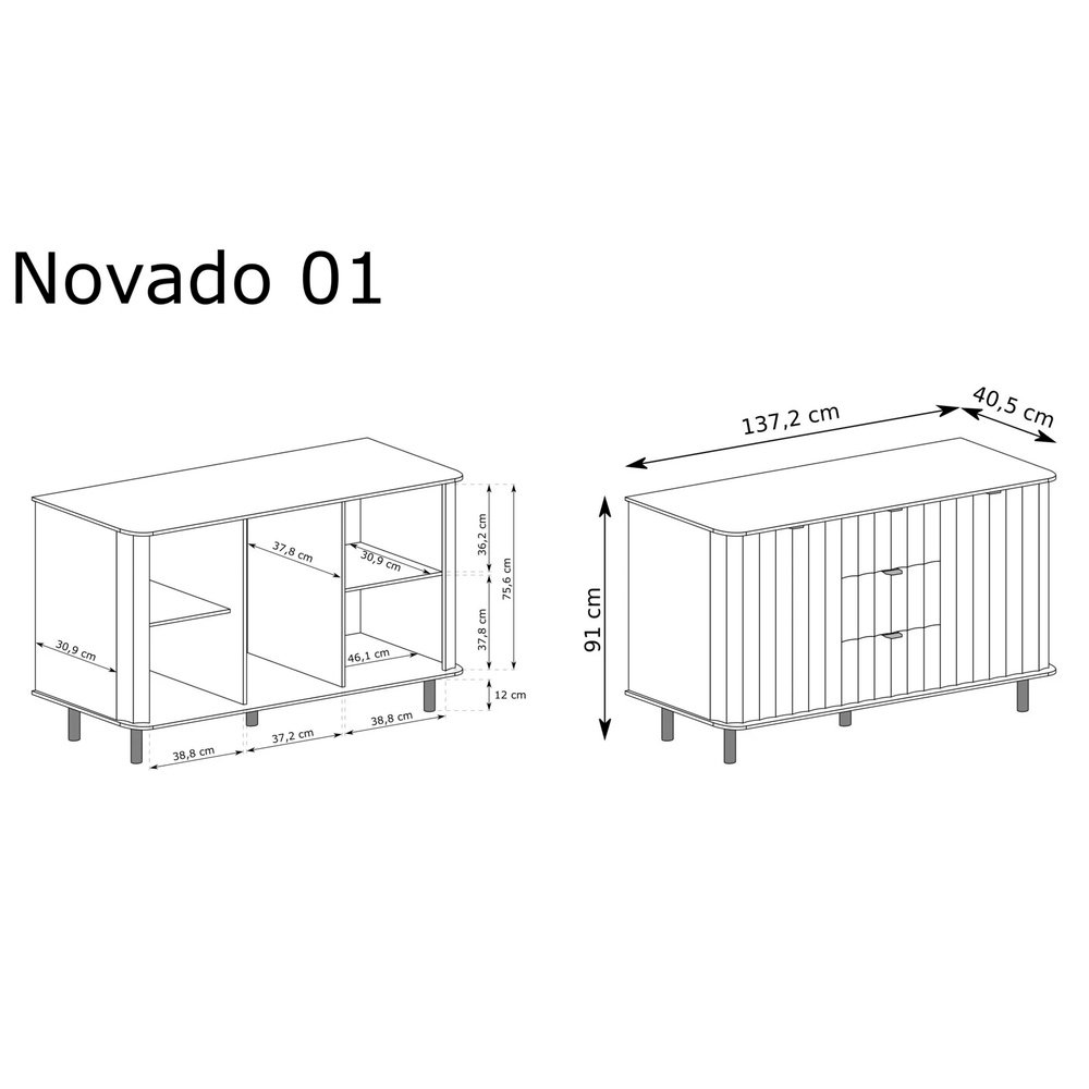 Komoda 2D3S Novado NO-1 (biel alpejska)