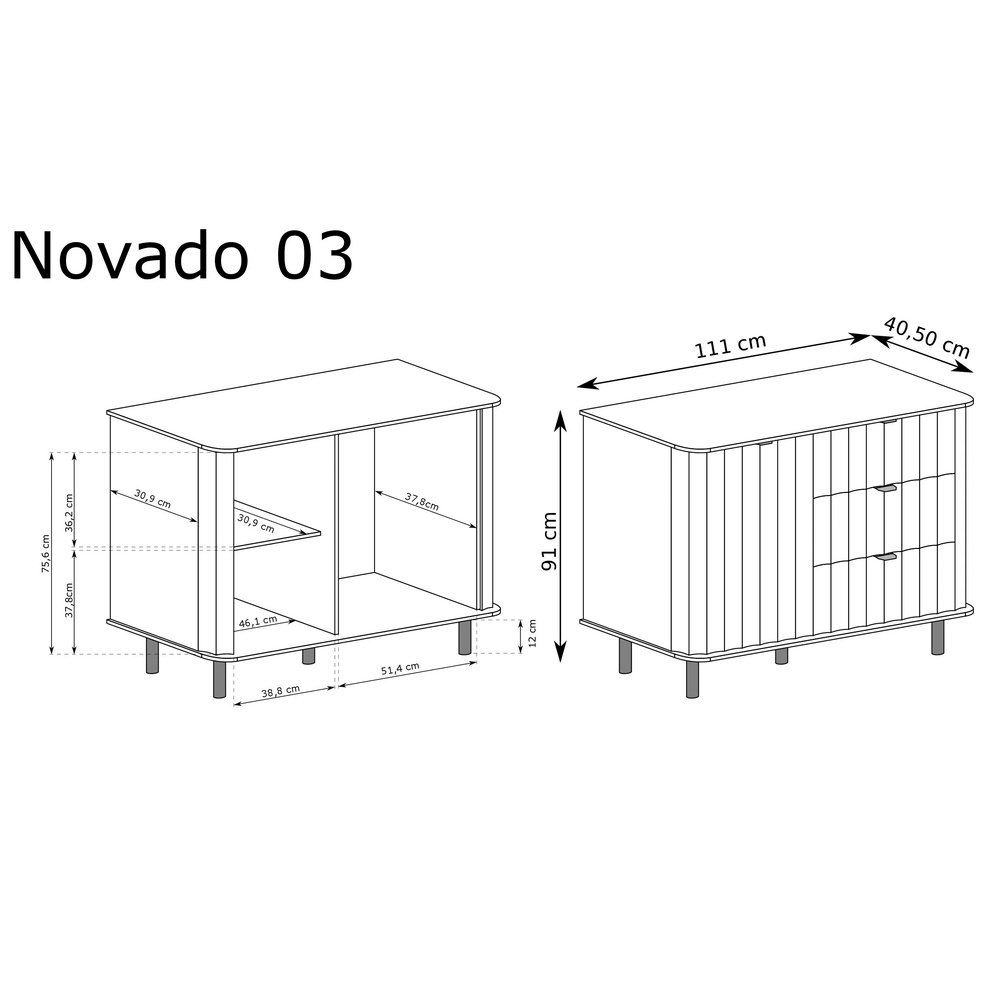 Komoda 1D3S Novado NO-3 (biel alpejska)