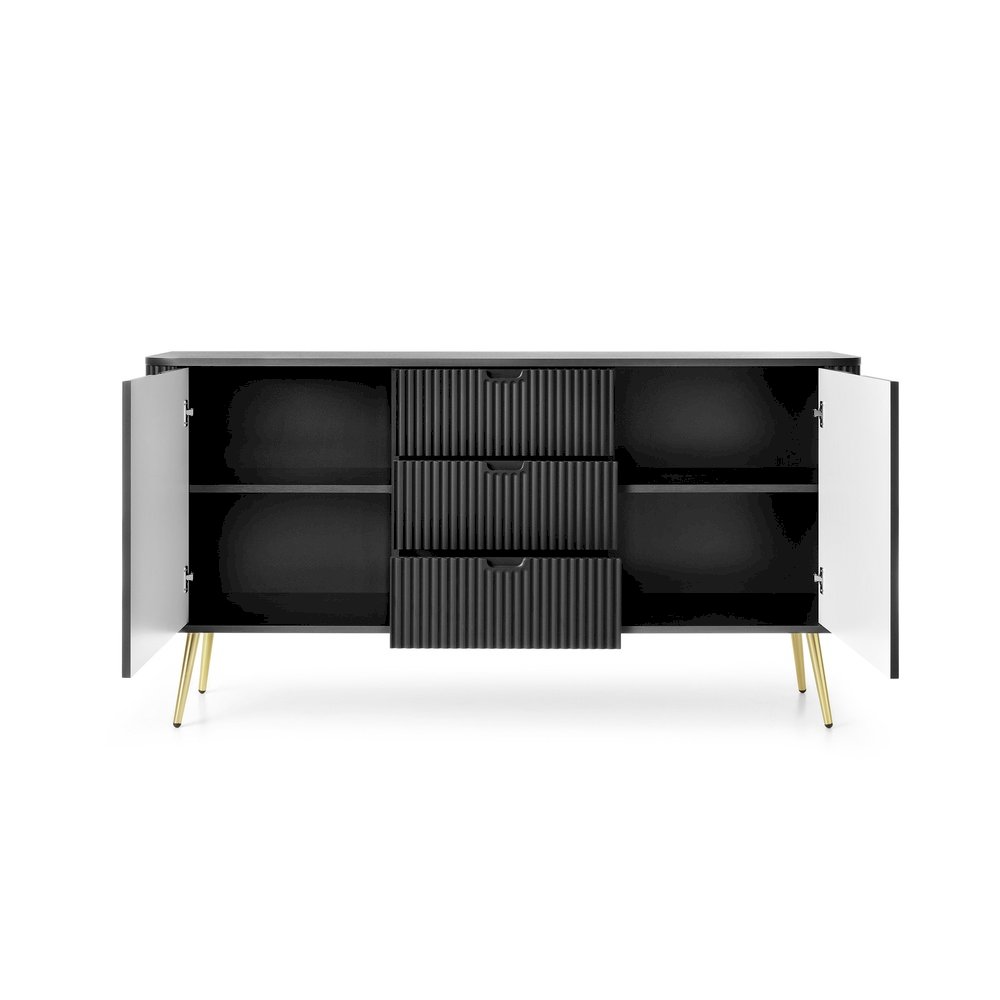 Komoda K168 ZOVA (czarna ze złotymi nóżkami)